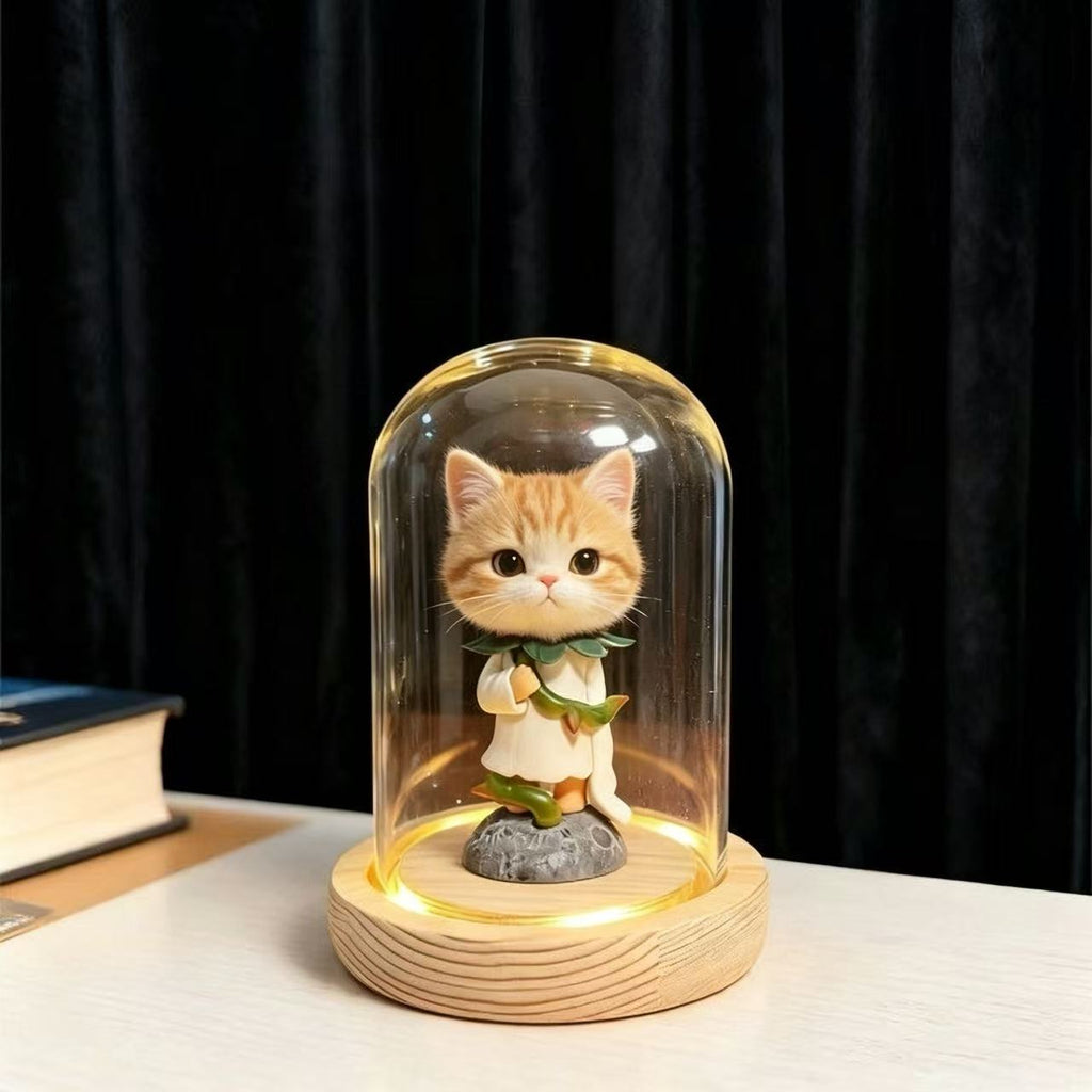 LED Light Up Glass Dome Display Case with Wooden Base | Collectible Figurine Showcase for Mini Figures & Toys