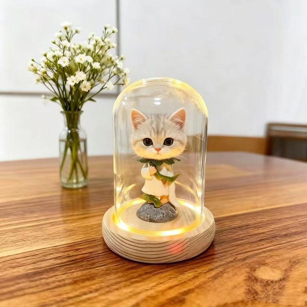 LED Light Up Glass Dome Display Case with Wooden Base | Collectible Figurine Showcase for Mini Figures & Toys